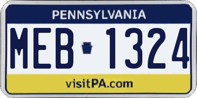 PA license plate MEB1324