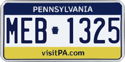 PA license plate MEB1325