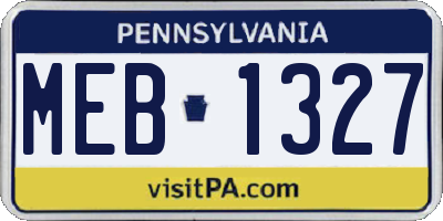 PA license plate MEB1327