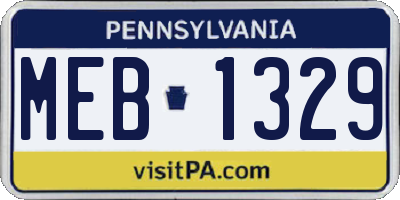 PA license plate MEB1329