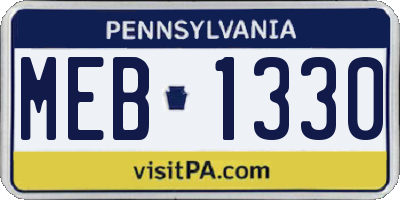 PA license plate MEB1330
