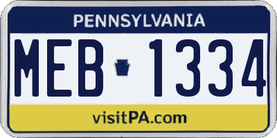 PA license plate MEB1334