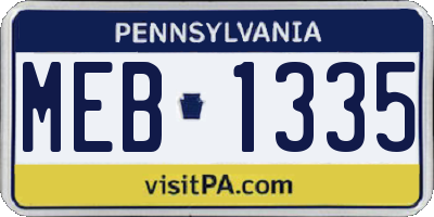 PA license plate MEB1335
