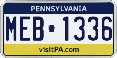 PA license plate MEB1336