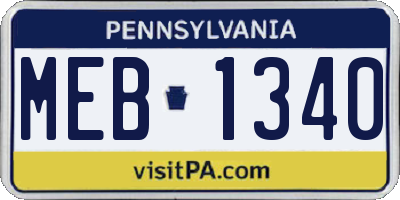 PA license plate MEB1340