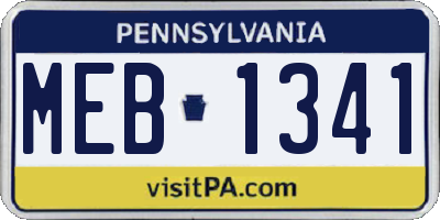 PA license plate MEB1341