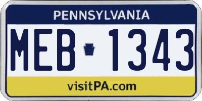 PA license plate MEB1343