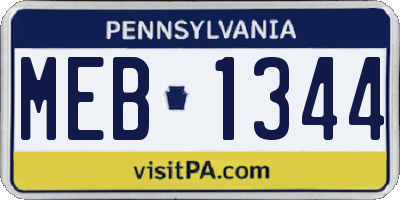 PA license plate MEB1344