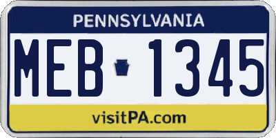 PA license plate MEB1345