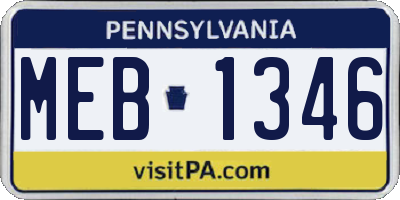PA license plate MEB1346