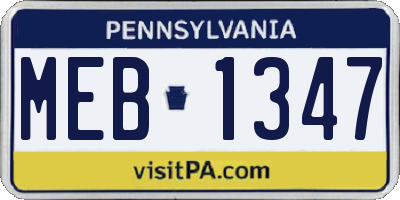 PA license plate MEB1347