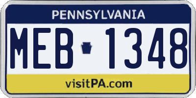 PA license plate MEB1348