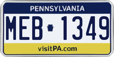 PA license plate MEB1349