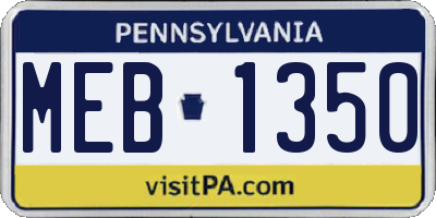 PA license plate MEB1350