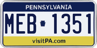 PA license plate MEB1351