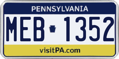 PA license plate MEB1352