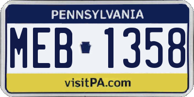 PA license plate MEB1358