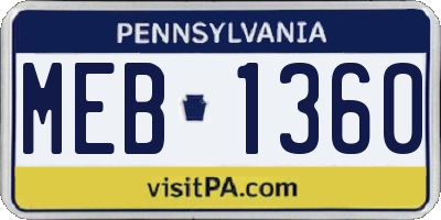 PA license plate MEB1360