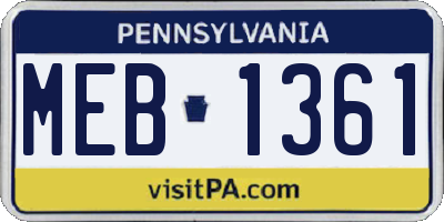 PA license plate MEB1361