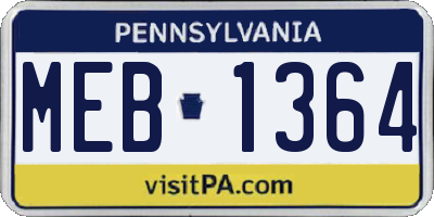 PA license plate MEB1364
