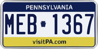 PA license plate MEB1367