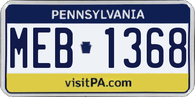 PA license plate MEB1368