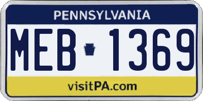 PA license plate MEB1369