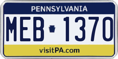PA license plate MEB1370