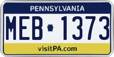 PA license plate MEB1373