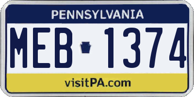 PA license plate MEB1374