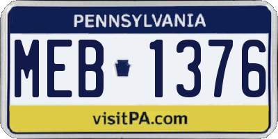 PA license plate MEB1376