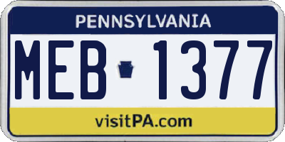 PA license plate MEB1377