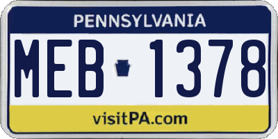 PA license plate MEB1378