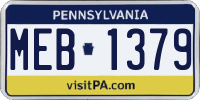 PA license plate MEB1379