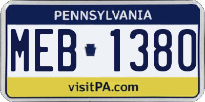 PA license plate MEB1380