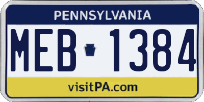PA license plate MEB1384