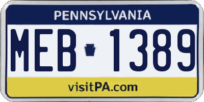 PA license plate MEB1389
