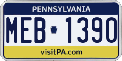 PA license plate MEB1390