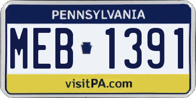 PA license plate MEB1391