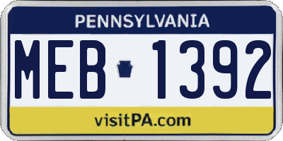 PA license plate MEB1392