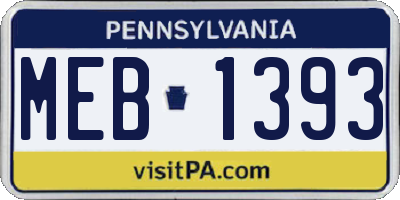 PA license plate MEB1393
