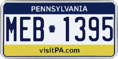 PA license plate MEB1395