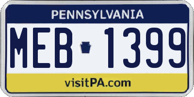 PA license plate MEB1399