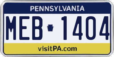 PA license plate MEB1404