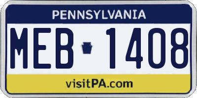 PA license plate MEB1408