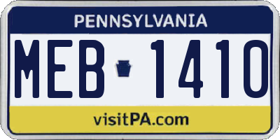 PA license plate MEB1410