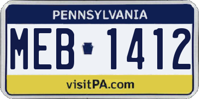 PA license plate MEB1412