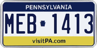 PA license plate MEB1413