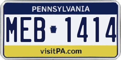 PA license plate MEB1414
