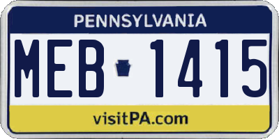 PA license plate MEB1415